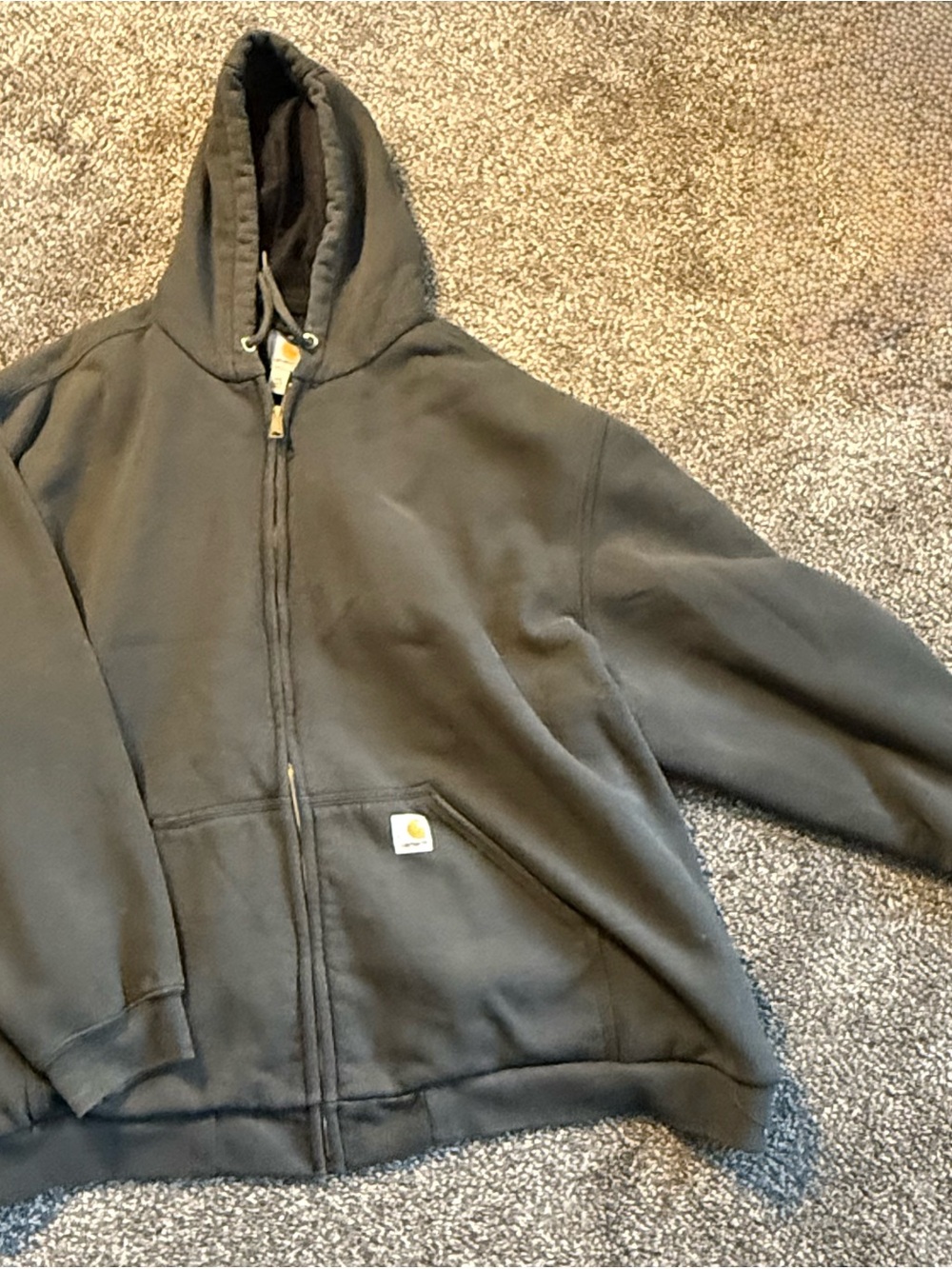 Carhartt Olive Green Full-Zip Hooded Work Jacket